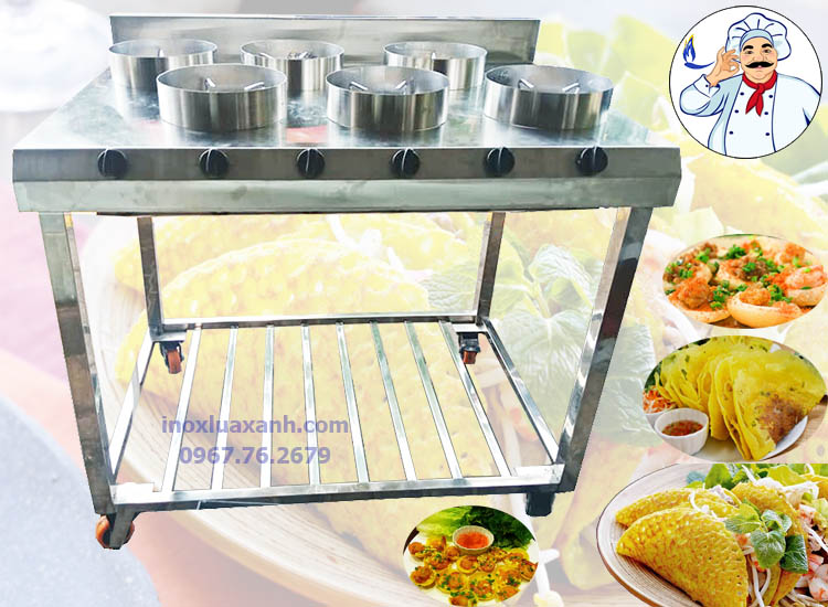 Bếp bánh xèo inox lửa xanh
